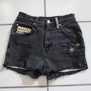 Levi's | High Waisted Studded Denim Shorts | Black | Vintage